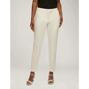 Anne Klein 4 Dress Pants Bowie Double-Weave Straight-Leg High Rise White NWT